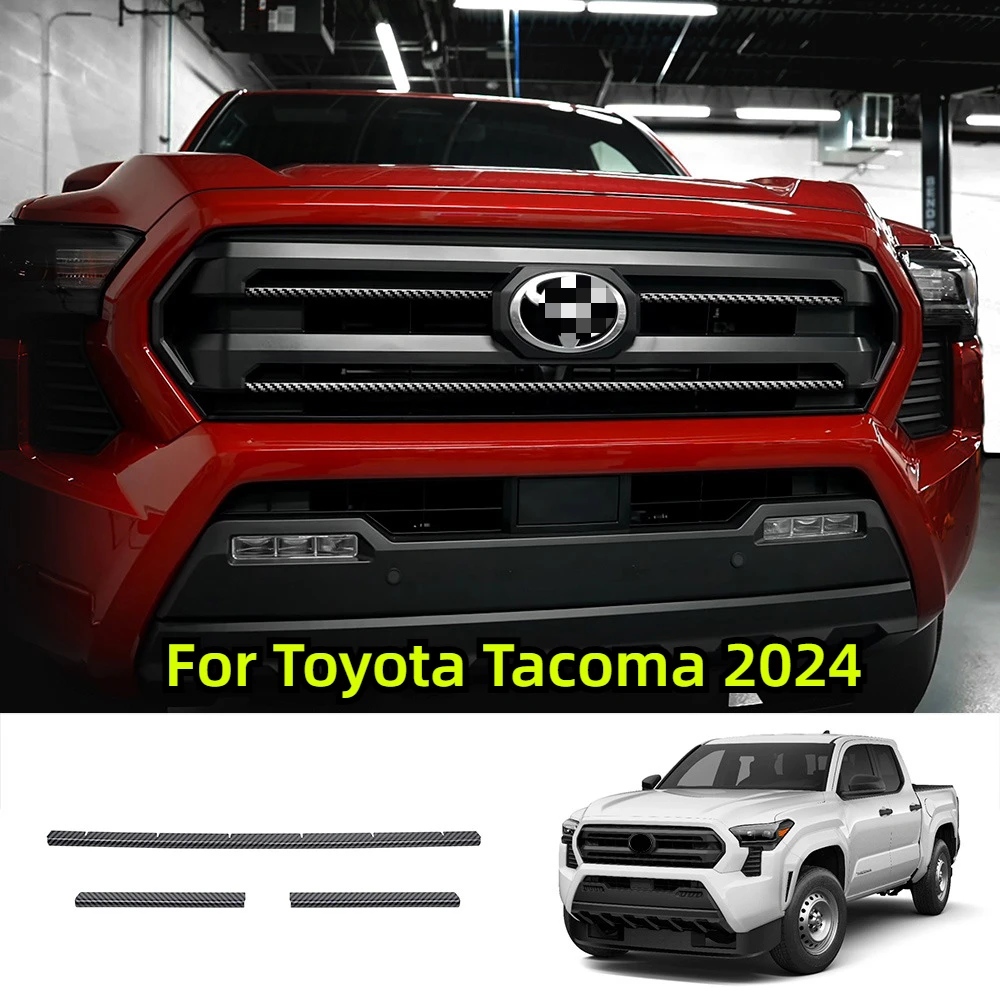 

Fit For Toyota Tacoma 2024 ABS Chrome Front Center Mesh Grille Grill Cover Radiator Strip Trim Decoration Car Styling