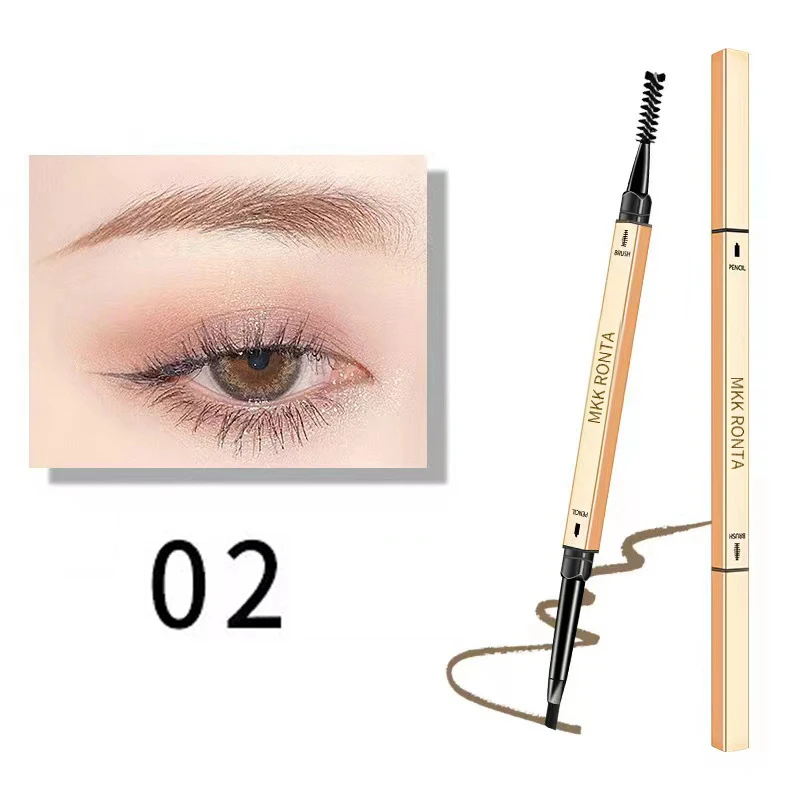 EyeBrow Pen Gold Bar Shape Automatic Rotation Brow Tint Enhancer Double Head Eye Makeup Pencil Natural Sweatproof Slim Pen