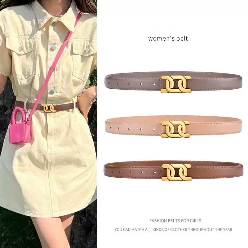 Lady\'s Slender Thin Belt Square Head Pin Buckle Women Waist Belt Elastic Waist Belt Candy Color Jeans Buckle Belt