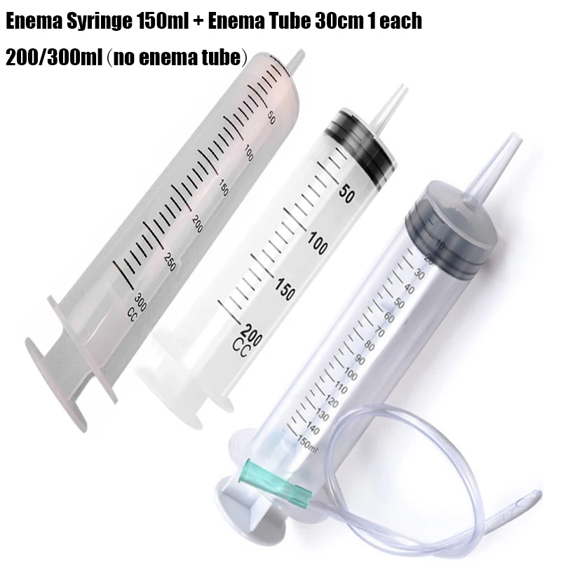 150/200/300ml Large Capacity Syringe & Hose Reusable Non-Toxic Disposable Plastic Pump Sterile Health Measuring Syringe Tools