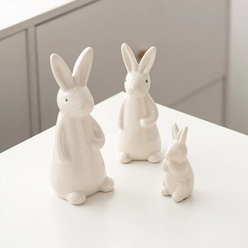 1 Stück Osterhasen-Form, grenzüberschreitend, heiß verkauft, weißer Hase, niedliche Heimdekoration, Keramik-Bastelornament