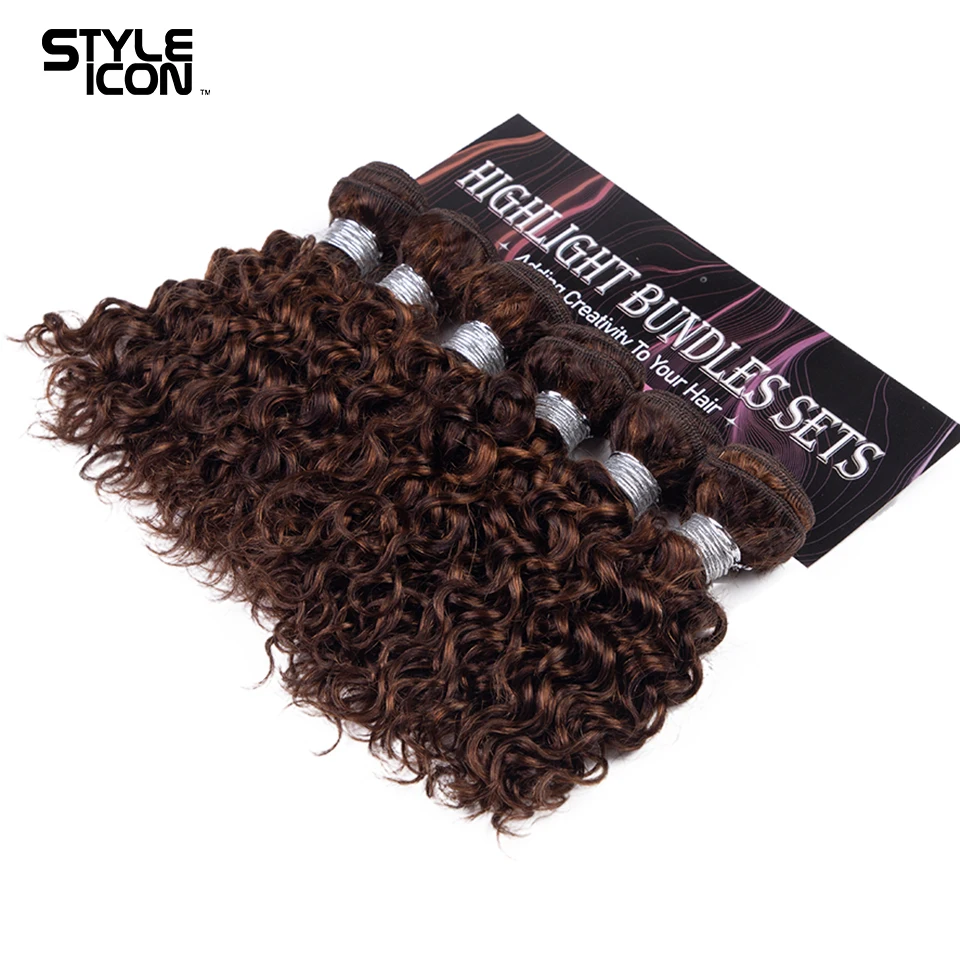 Styleicon-mechones de pelo ondulado al agua, 6 piezas, corto, brasileño, rizado profundo, tejido, Remy, Jerry, extensiones de cabello rizado, envío gratis