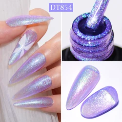 MEET ACROSS 7ml Purple Pink Blue Aurora Dream Color Gel Nail Polish For Manicure Pearls Shimmer Soak Off UV Gel LED Nail Art