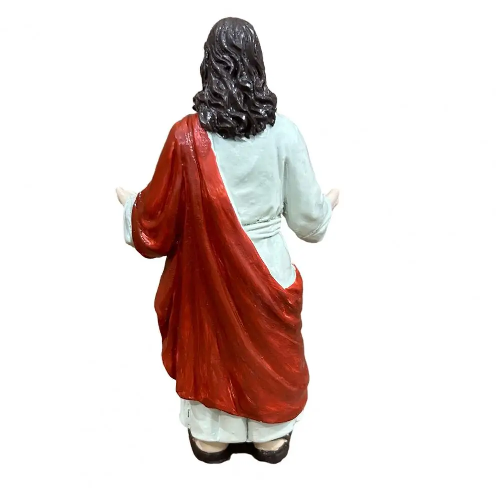 Figurine Hand-painted 5 Inch Jesus Figurine with Open Arms Resin Christian Statue Sculpture for Spiritual Home Decor Collection