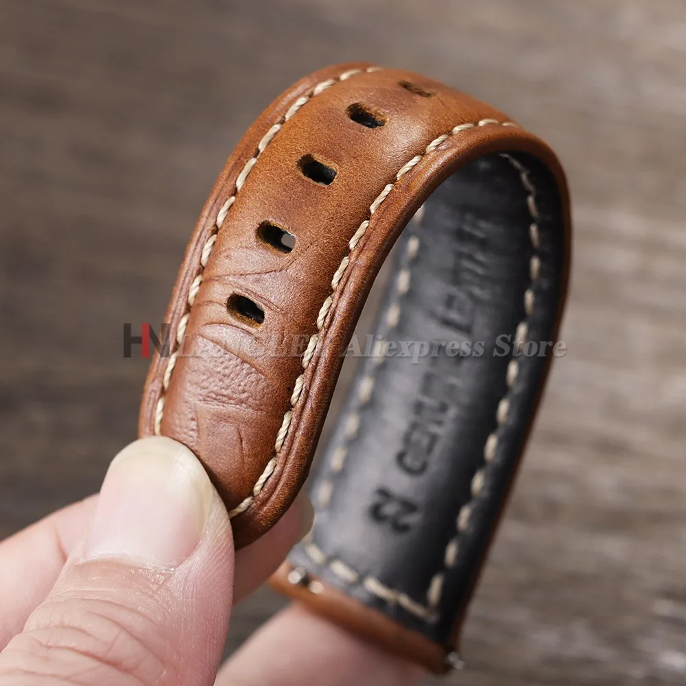 مجنون الحصان جلد طبيعي حزام (استيك) ساعة لأوميغا لبانيراي نحت الأعمال سوار 20 مللي متر 22 مللي متر 24 مللي متر 26 مللي متر الرجال النساء الأساور