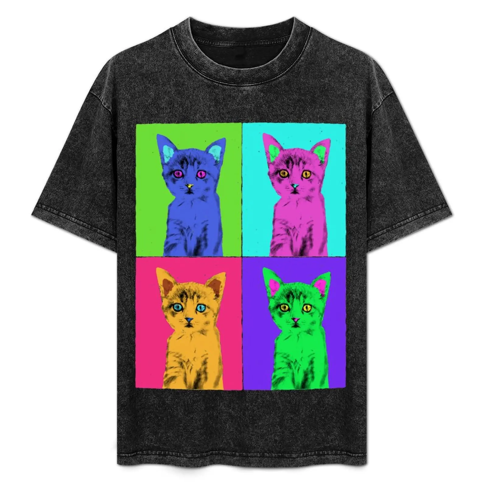 

WARHOL CAT T-Shirt Large Size Basic Casual T-Shirt