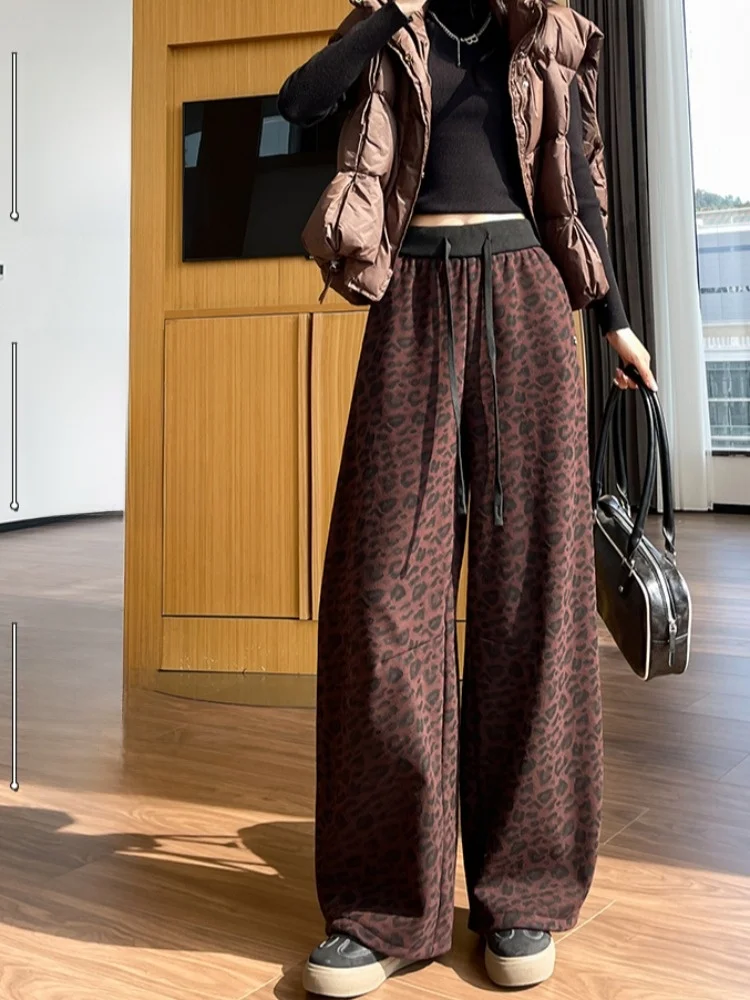 Pantalones de Pierna Ancha con Forro, de Doble Uso, para Mujer, Cintura Alta, Holgados, Rectos, Casuales, Deportivos, para Ir al Trabajo, Estilo Coreano, Sencillo...