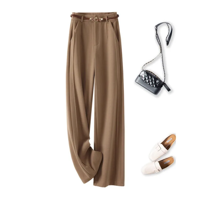 

Woolen Pants for Women, and Winter, Elegant Slimming Thickened Narrow Version, Draped Casual Straight-Leg Pants