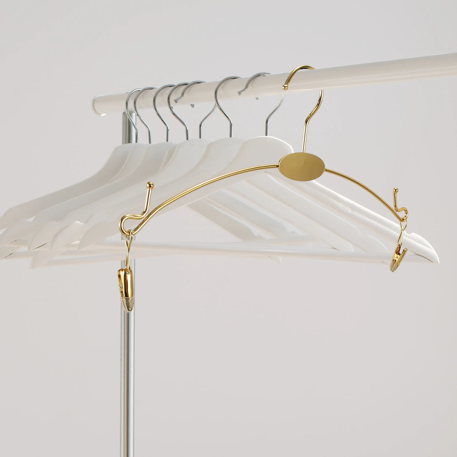 

10Pcs Pant Clip Hangers Space Saving Clothes Hanger with Clips Heavy Duty Underwear Rack for Indoor Outdoor Gold
