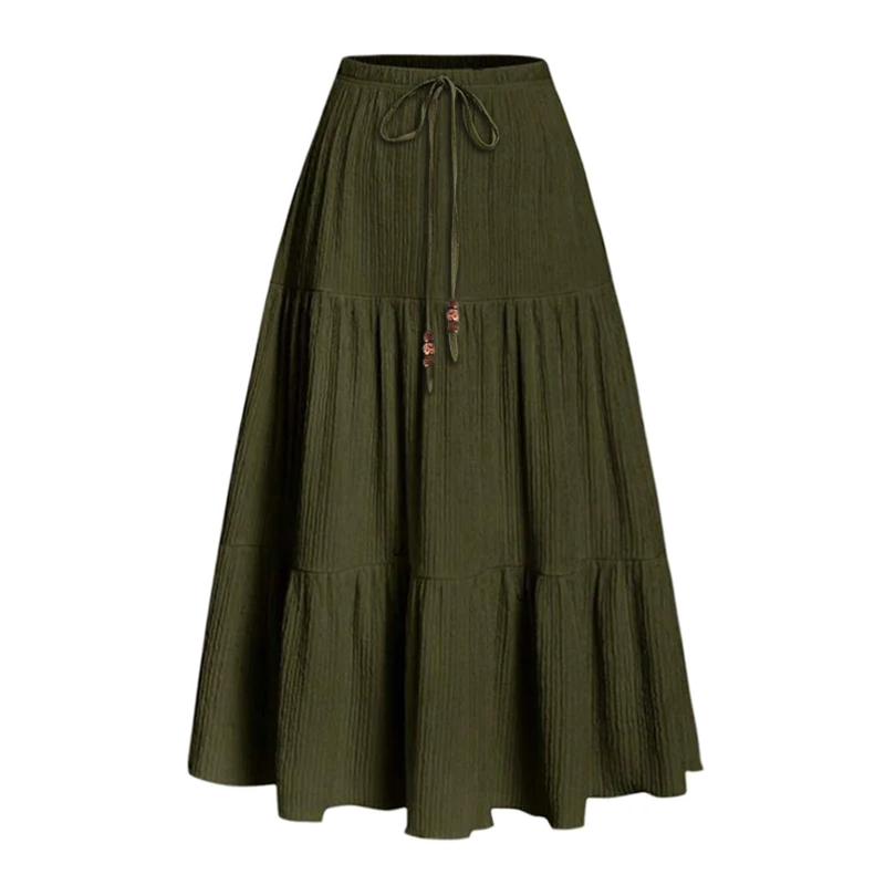 

Dressfo женская юбка, однотонная текстурированная юбка-миди с бантом и бисером, эластичная многоуровневая юбка-миди с высокой талией