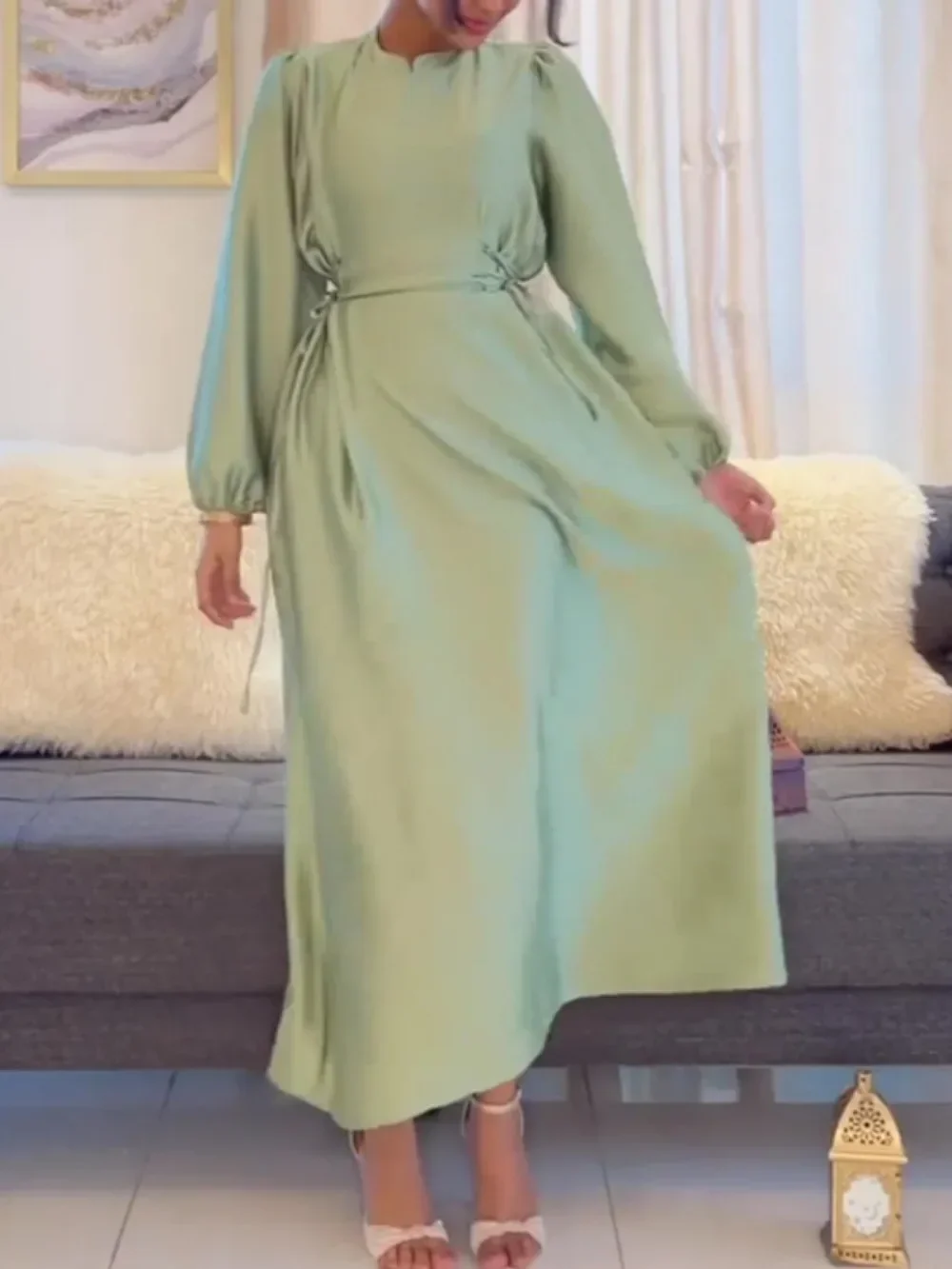 Ramadan Eid Jalabiya Muslim Women Dress Dubai Morocco Kaftan Islam Lace Up Vestidos Arabic Long Robe Abayas Modest Dresses 2024