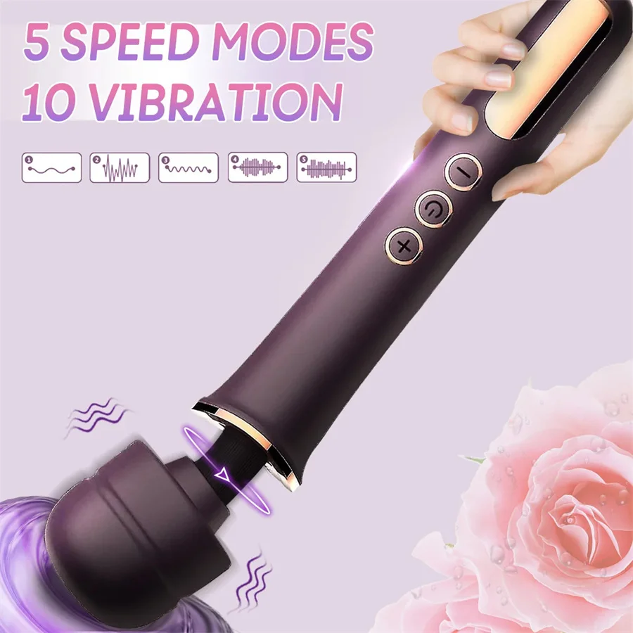 Tongkat ajaib genggam 10 kecepatan, mainan seks untuk wanita, tongkat ajaib genggam, Vibrator G Spot, pemijat klitoris, mainan seks untuk wanita