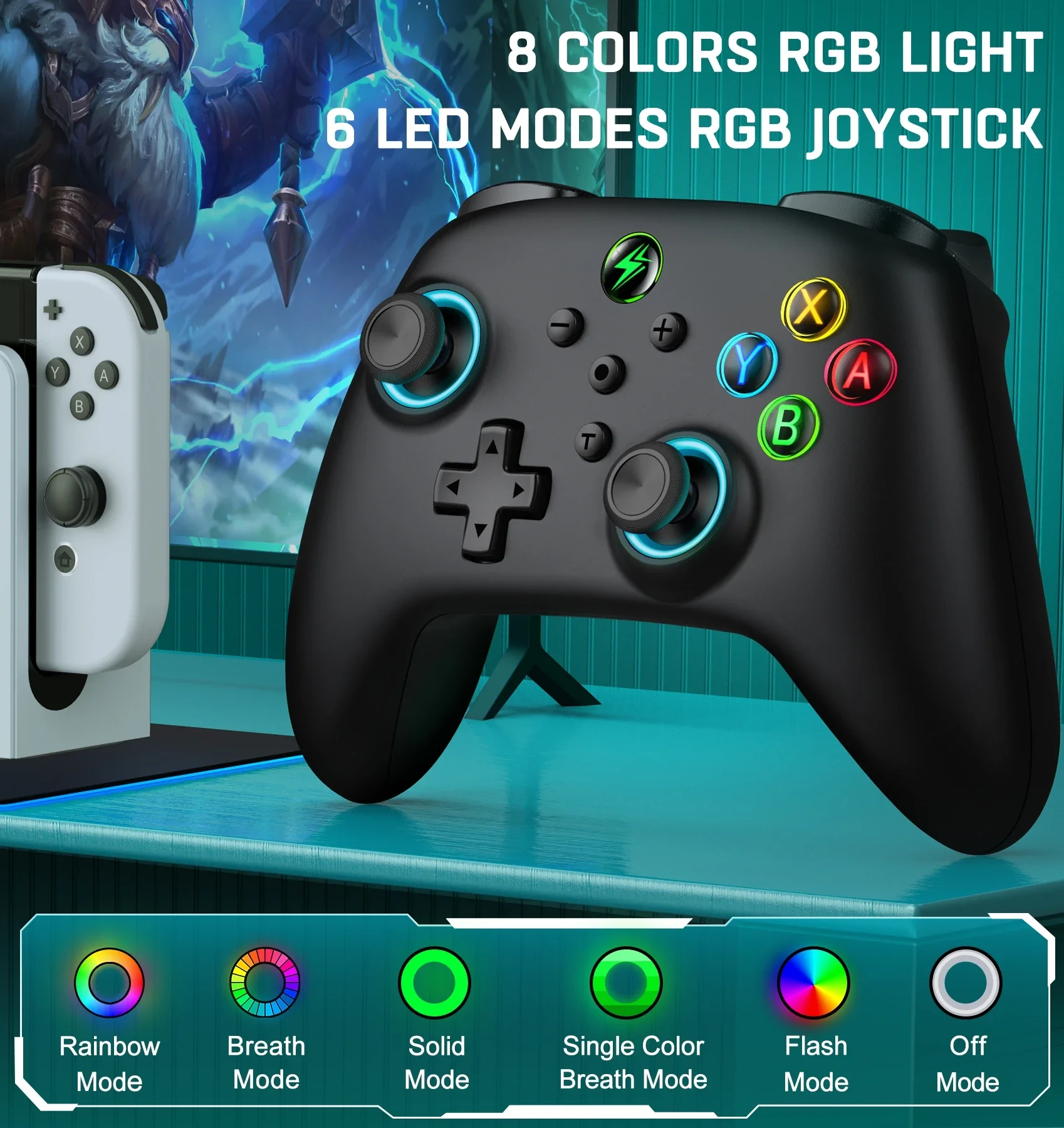 BEBONCOOL NC500 RGB Hall Rocker Wireless Controller For PC Steam/Nintendo Switch/Android/iOS Hall-Linear Gamepad