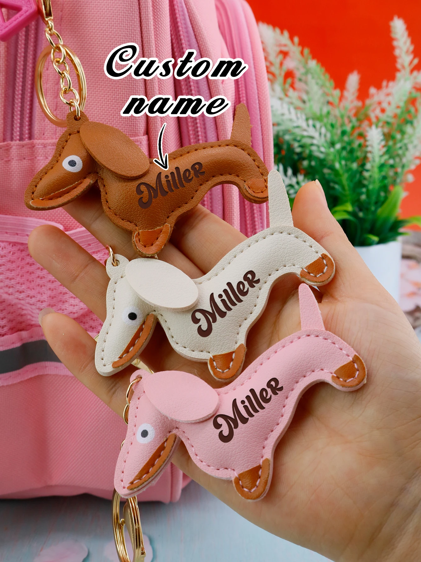 Personalisierter Dackel-Schlüsselanhänger, Individueller Hunde-Schlüsselanhänger, Maßgefertigte Leder-Schlüsselanhänger, Anpassbares Geschenk für Tierliebhaber