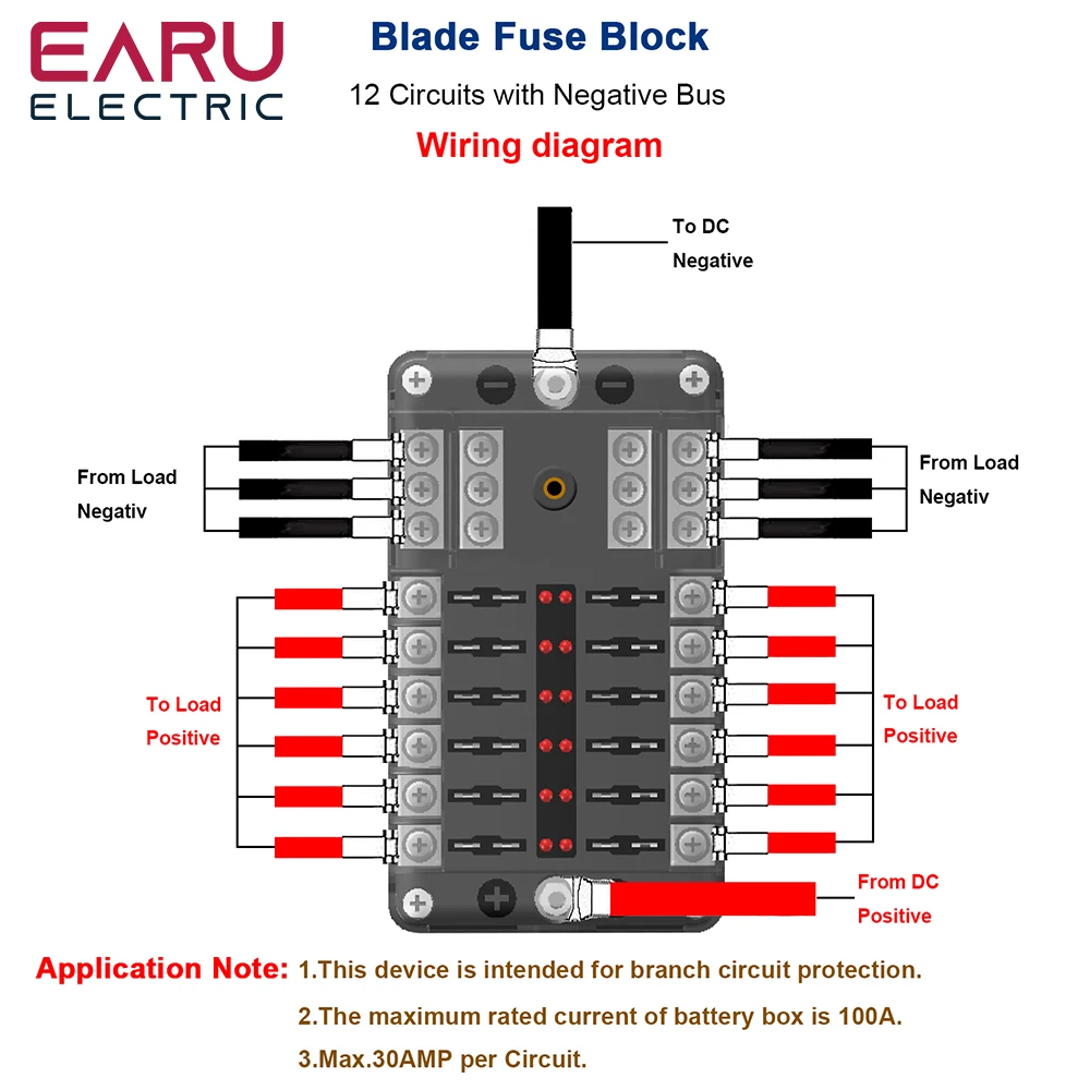 6/12 Way Blade Fuse 12-24V Car Boat Fuse Box Holder With Plastic Cover For Power Panel Board Camper RV Accessorie Earu