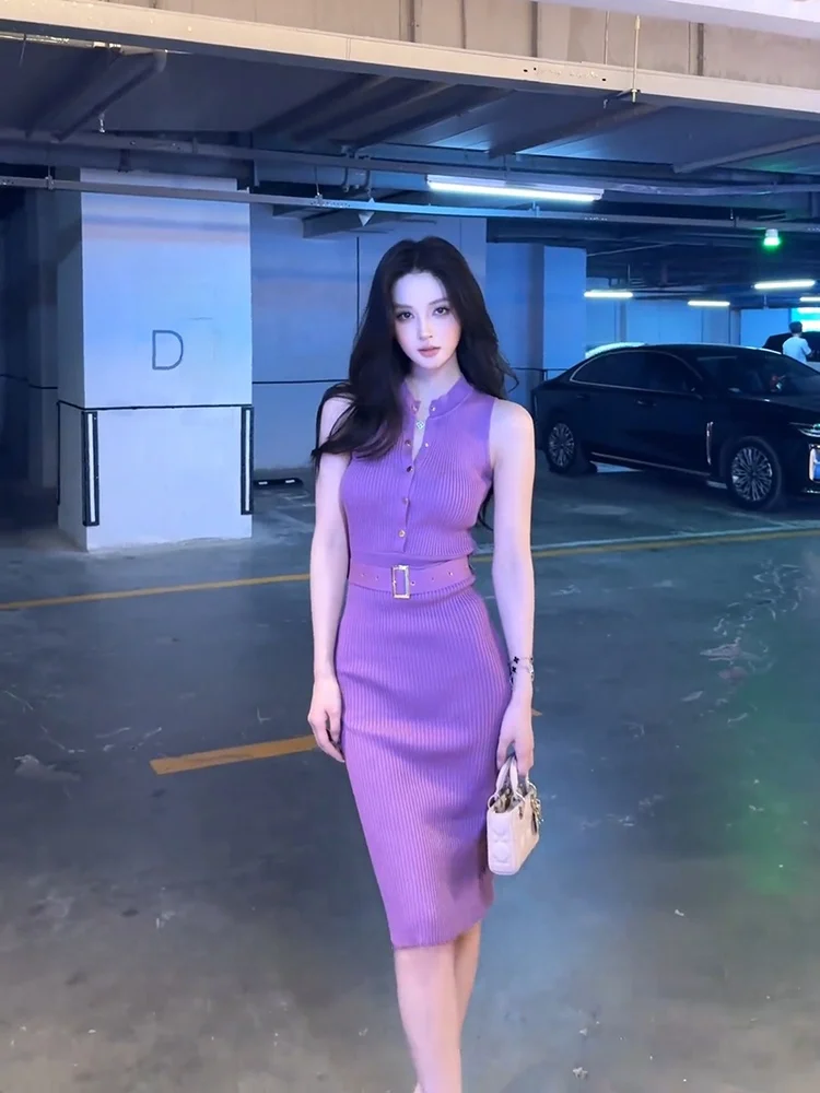 

Umei STAZF7 плюс размер сексуальная женская трикотажная юбка с запахом женская летняя талия Cinching фиолетовая длинная доктор