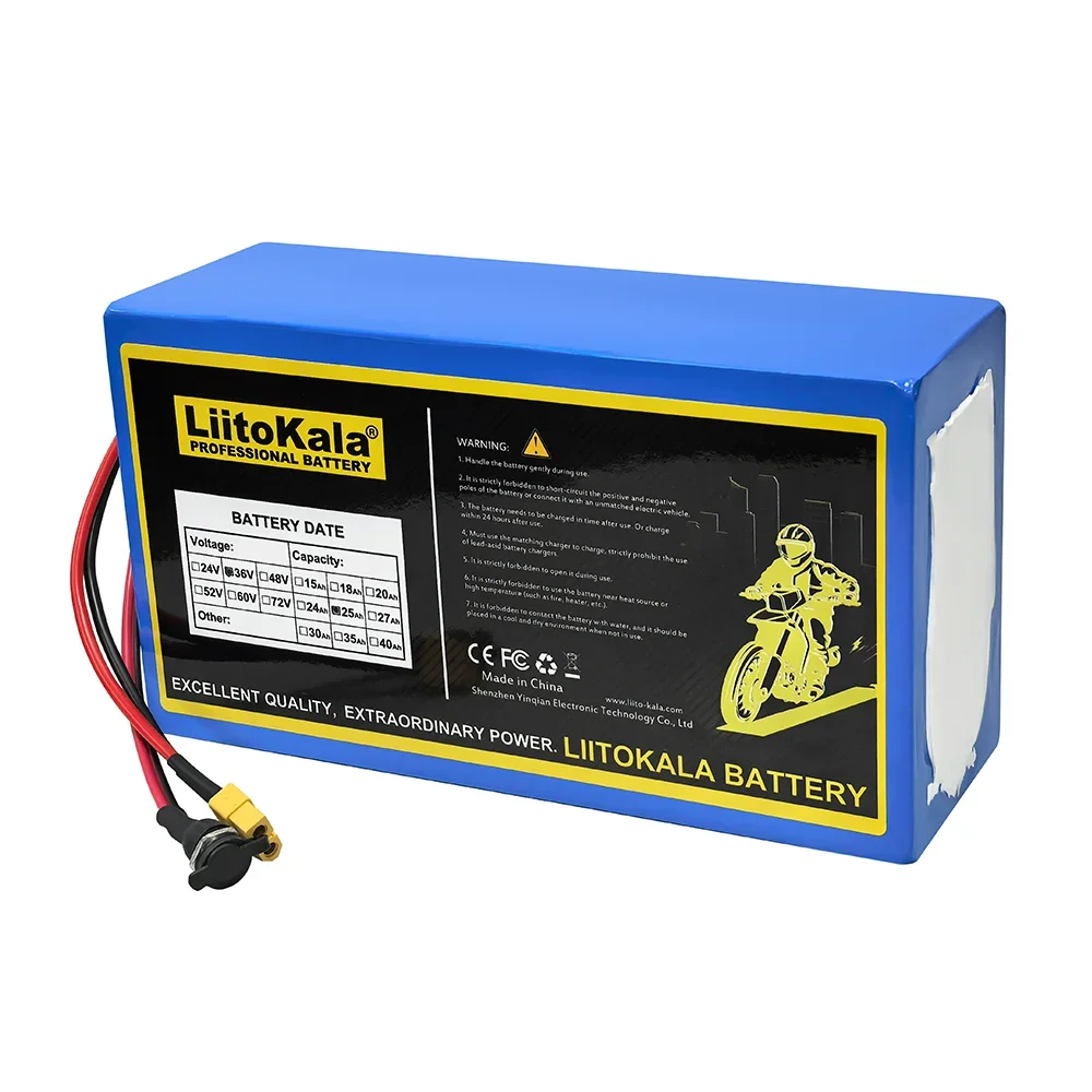 LiitoKala 36V 25Ah 21700 E-Bike Lithium Battery Pack 300w 800w 1200w 1440w Built in 30A BMS For Electric Bike E-Scooter