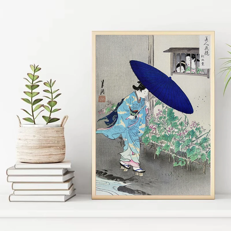 빈티지 일본 전통 우키요에 아트웍 게이샤 사무라이 포스터 캔버스 회화 벽 아트 그림 홈 레스토랑 장식