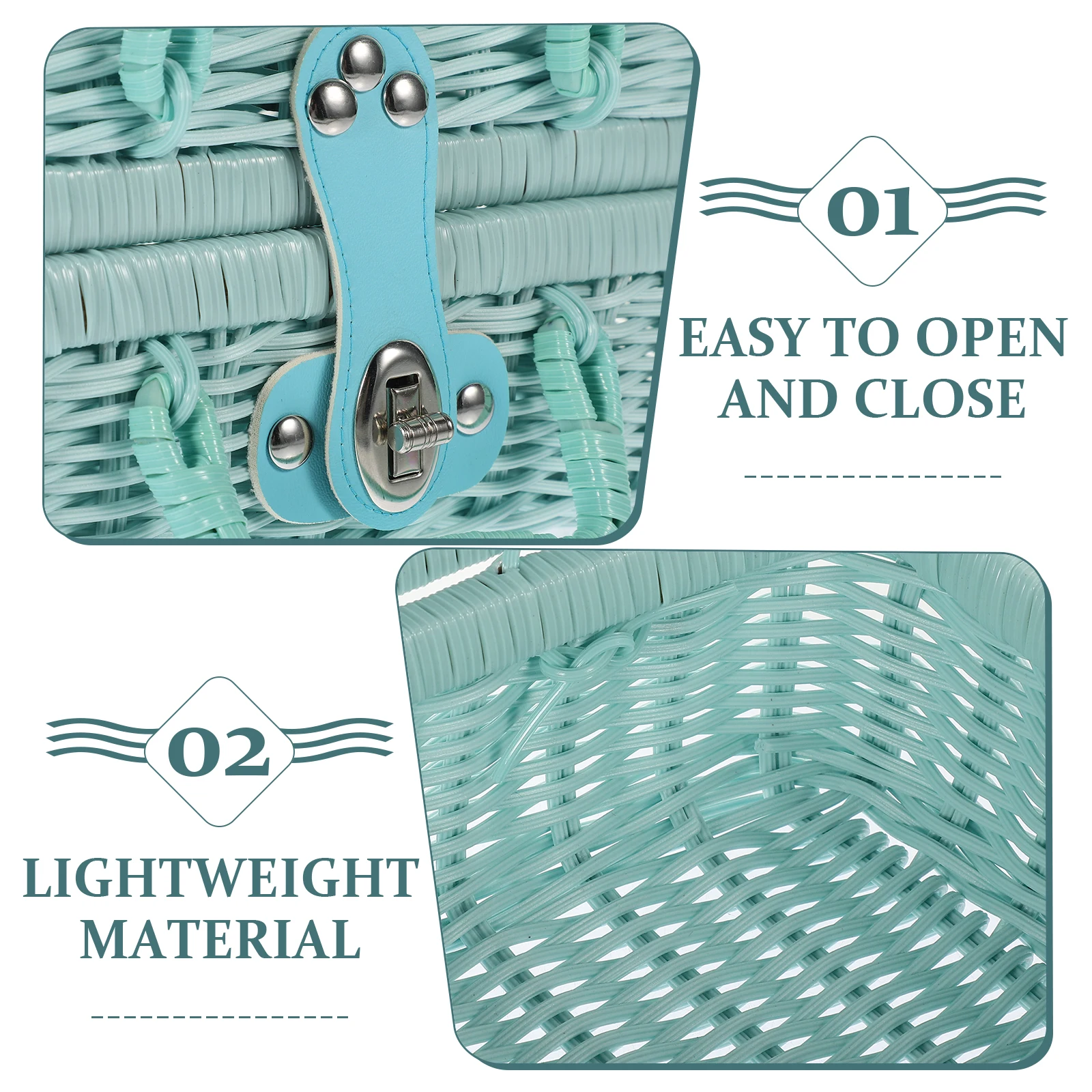 

Large Capacity Vintage Woven Storage Basket Handle Imitation Rattan Suitcase Handwoven Picnic Case Decorative Gift Box Home