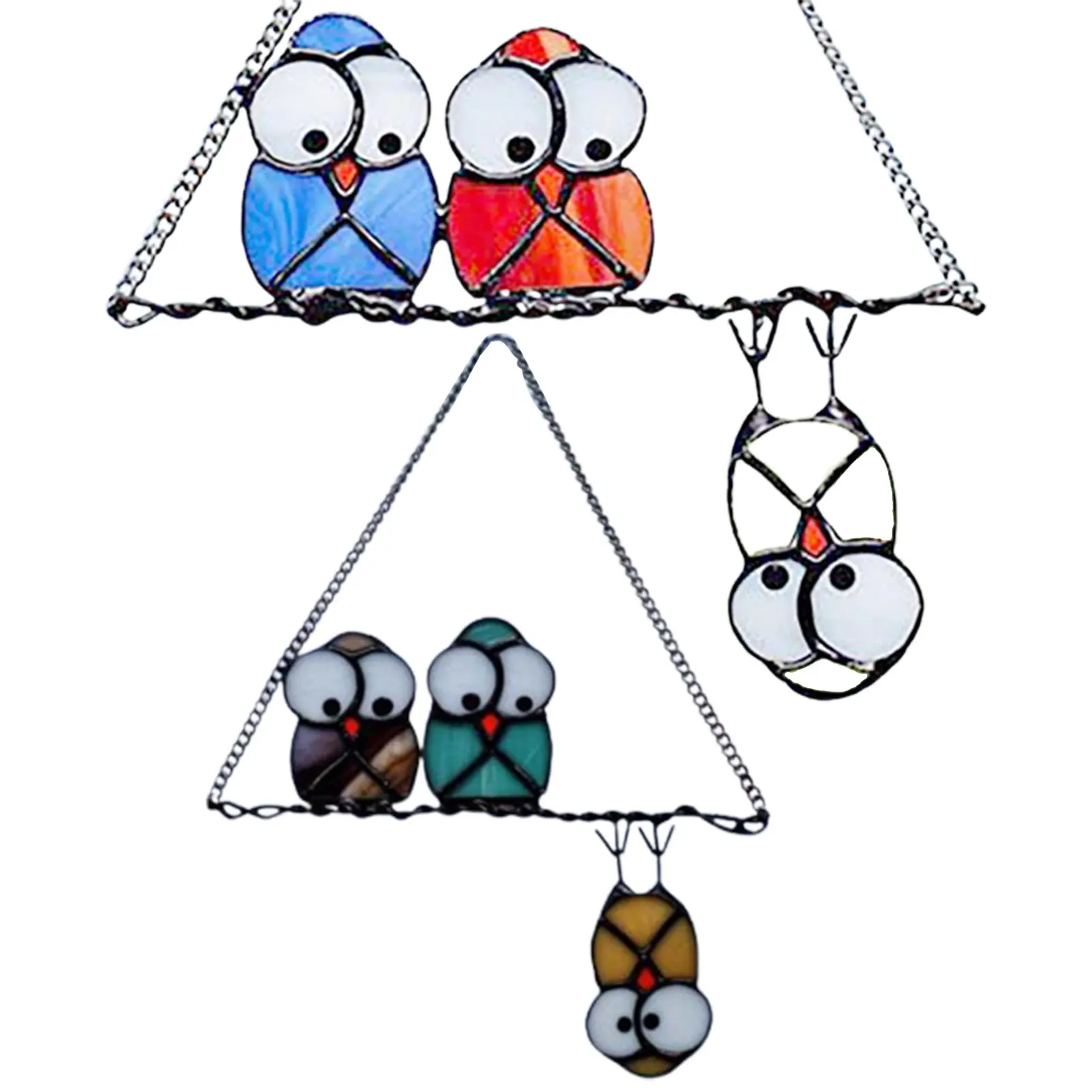 Colorful Birds Hanging Pendant Lovely Expression Vivid Pattern for Family Friend Neighbor Gift