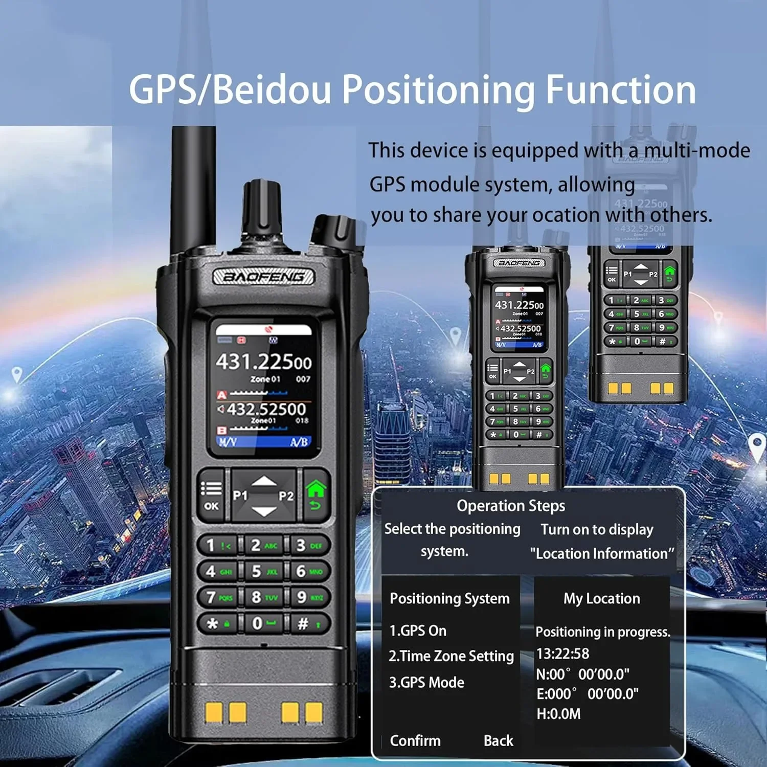 BAOFENG UV-32 10W Dual Band Walkie Talkie Long Range GPS NOAA APP Write Frequency 2500mAh Type-C  Black