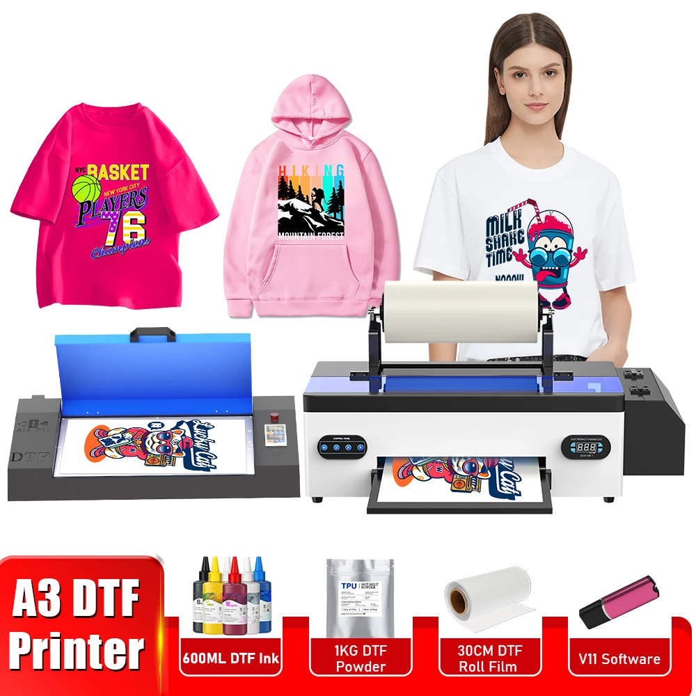 A3 DTF Printer R1390 DTF Transfer Printer DTF Impresora A3 with Roll Feeder Direct to Film Print for DIY tshirt printing machine