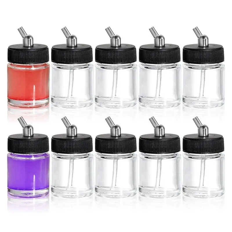 [B17B!】 10 Pack Glass Airbrush Bottles Kit Transparent Bottles 22Cc Empty Airbrush Jars, Clear Airbrush Paint Storage Pot
