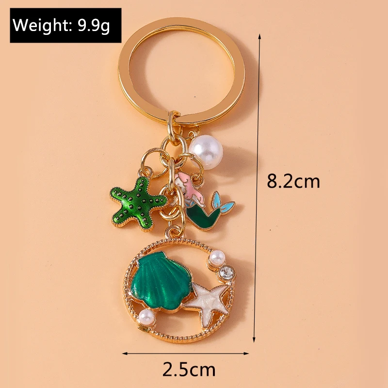 Niedlicher Meerestier-Schlüsselanhänger, Emaille-Hai, Seestern, Muschel, Schlüsselringe für Damen und Herren, Handtaschenanhänger, Schlüsselketten, DIY-Schmuckzubehör – Detail 11