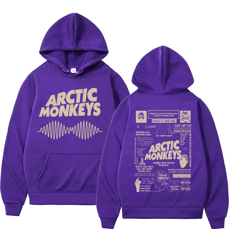 Retro Arctic Monkeys Music Tour Double Sided Print Hoodies Men Women Harajuku Hip Hop Sweatshirt Oversized Y2K Hoodie Streetwear