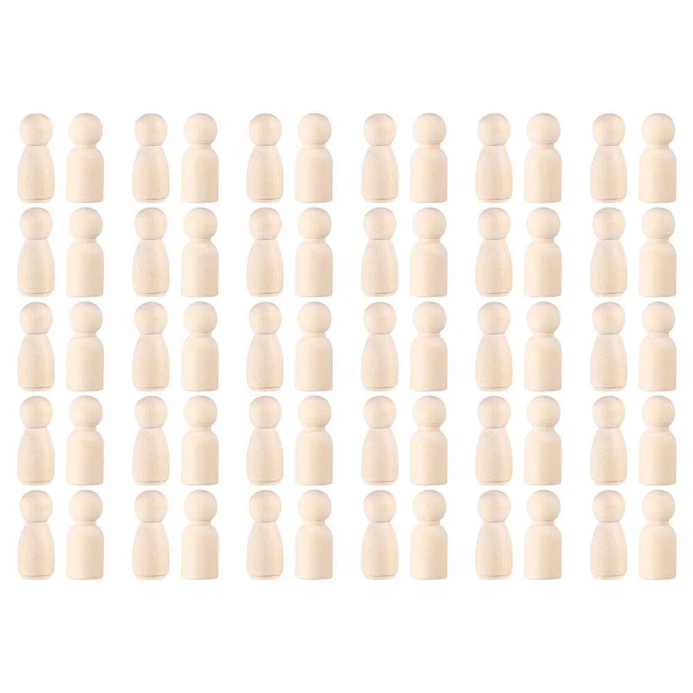 60 Pcs Wooden Toy Little Man Child Childrens Peg Dolls Unfinished People Figures