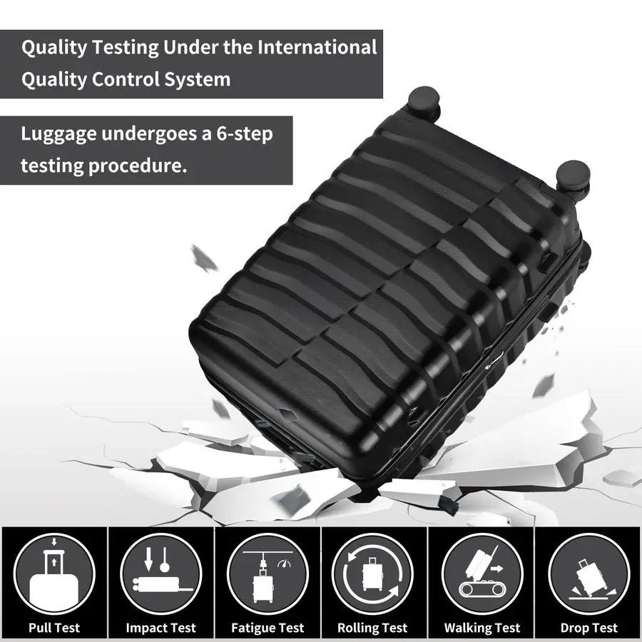 أمتعة مع عجلات دوارة وسحاب YKK، حقيبة أمتعة صلبة مكونة من 3 قطع ABSPC مع قفل TSA للسفر للرجال، #3