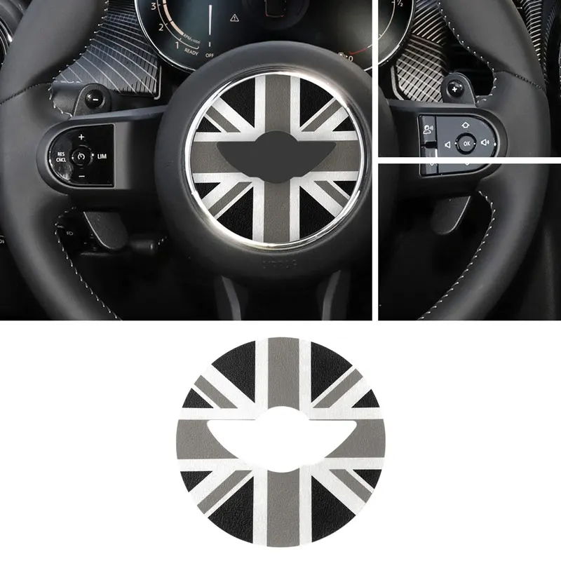 For Mini Cooper R50 R53 R56 R60 F56 F55 Clubman Countryman Car Steering Wheel Center Leather Interior Sticker Decoration