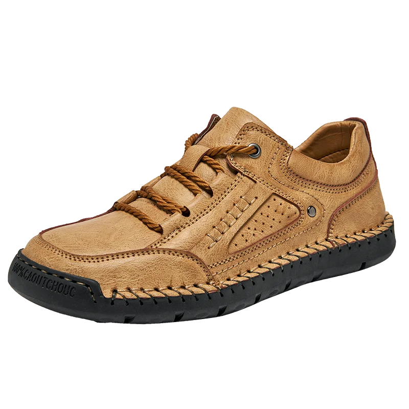 

Мужские новые весенне-осенние кожаные лоферы ручной работы большого размера для отдыха и спорта, легкие, нескользящие, на шнуровке, для работы и прогулок