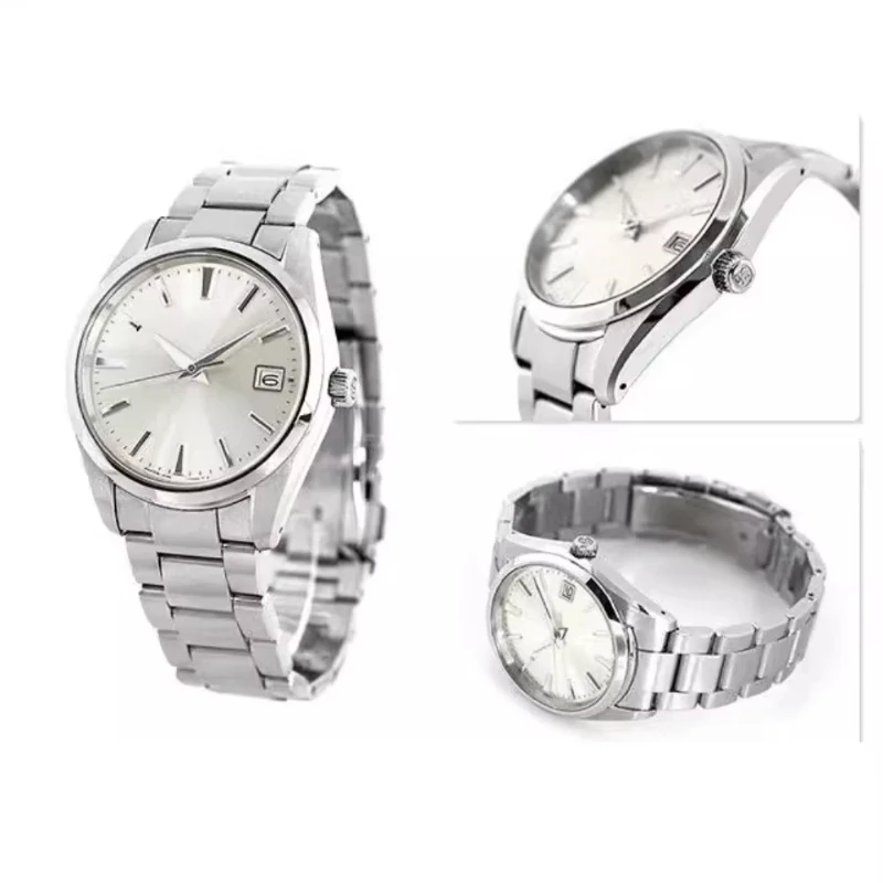 2025 New Customized GS Quartz Sapphire Five-sided Grinding Pointer Calendar Original Steel Band Round SBGP009 Men's Watches