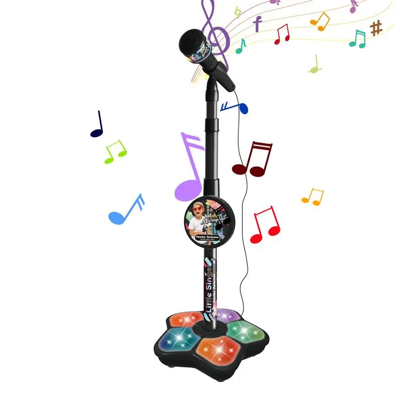 Kids Microphone with Stand Portable Singing Playsets for Kids Karaoke Machine with Smart Connection Singing Toy with Light Gift