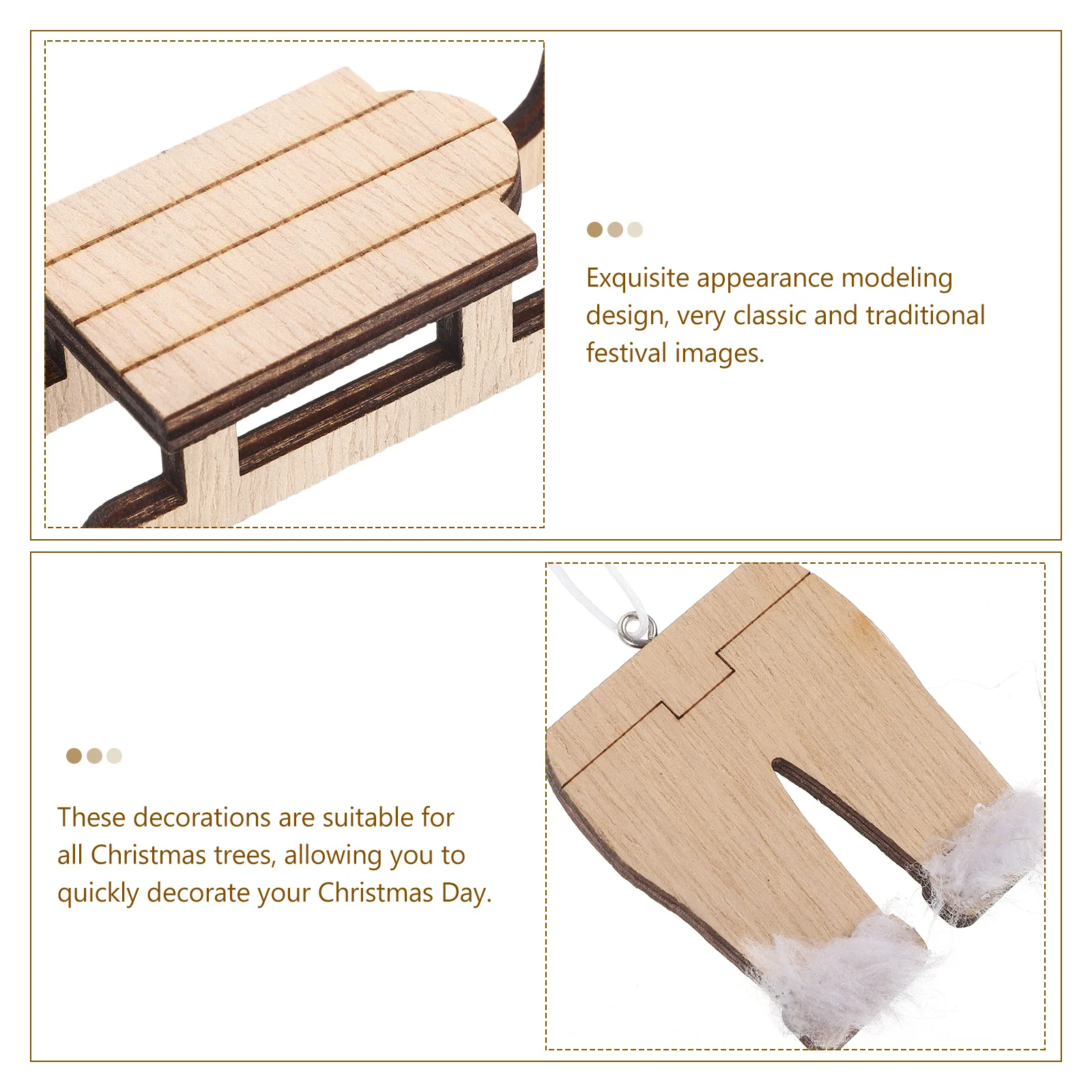 

8Pcs Xmas Sleigh Hanging Pendants Wooden Christmas Tree Decorations Holiday Party Ornaments Wooden Sleigh Decors