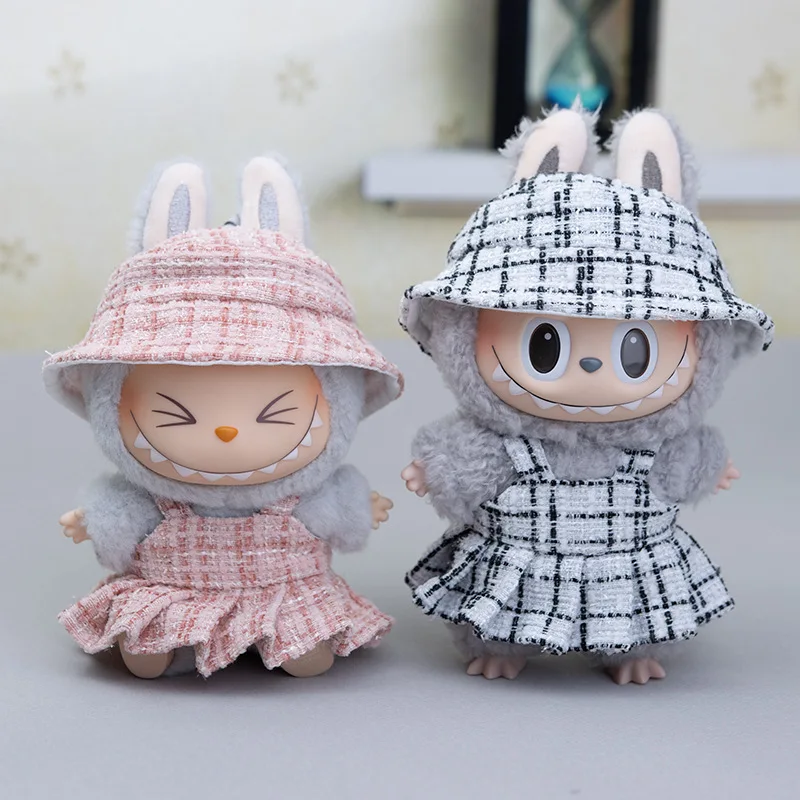 

Clothes For Labubu 15 Cm 17 Cm Dolls 1st To 3rd Generation Fisherman Hat And Boucle Style Dress Set Clothing Accessories