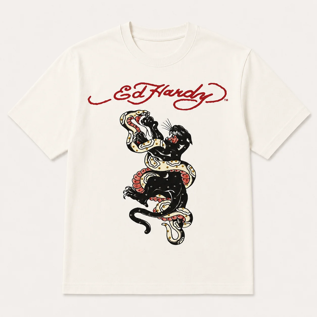 Y2K Harajuku Streetwear Rundhals-T-Shirt mit Panther-Schlangen-Kampf-Print aus atmungsaktiver Baumwolle, modisches Oberteil für Männer und Frauen – Detail 8