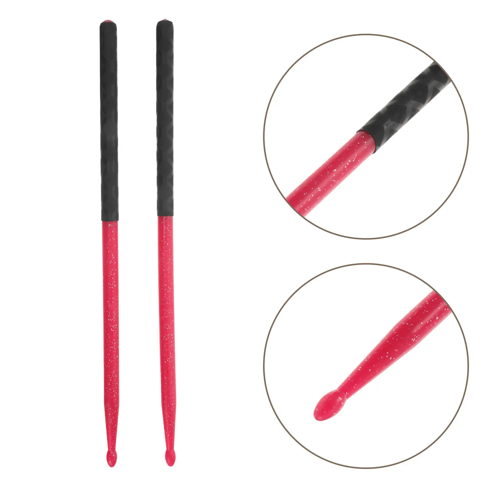 1Pair Nylon Drumsticks 5A Pink Glitter Anti-Slip Grip Rapid Rebound for Adults Practice Electronic Drums Percussion