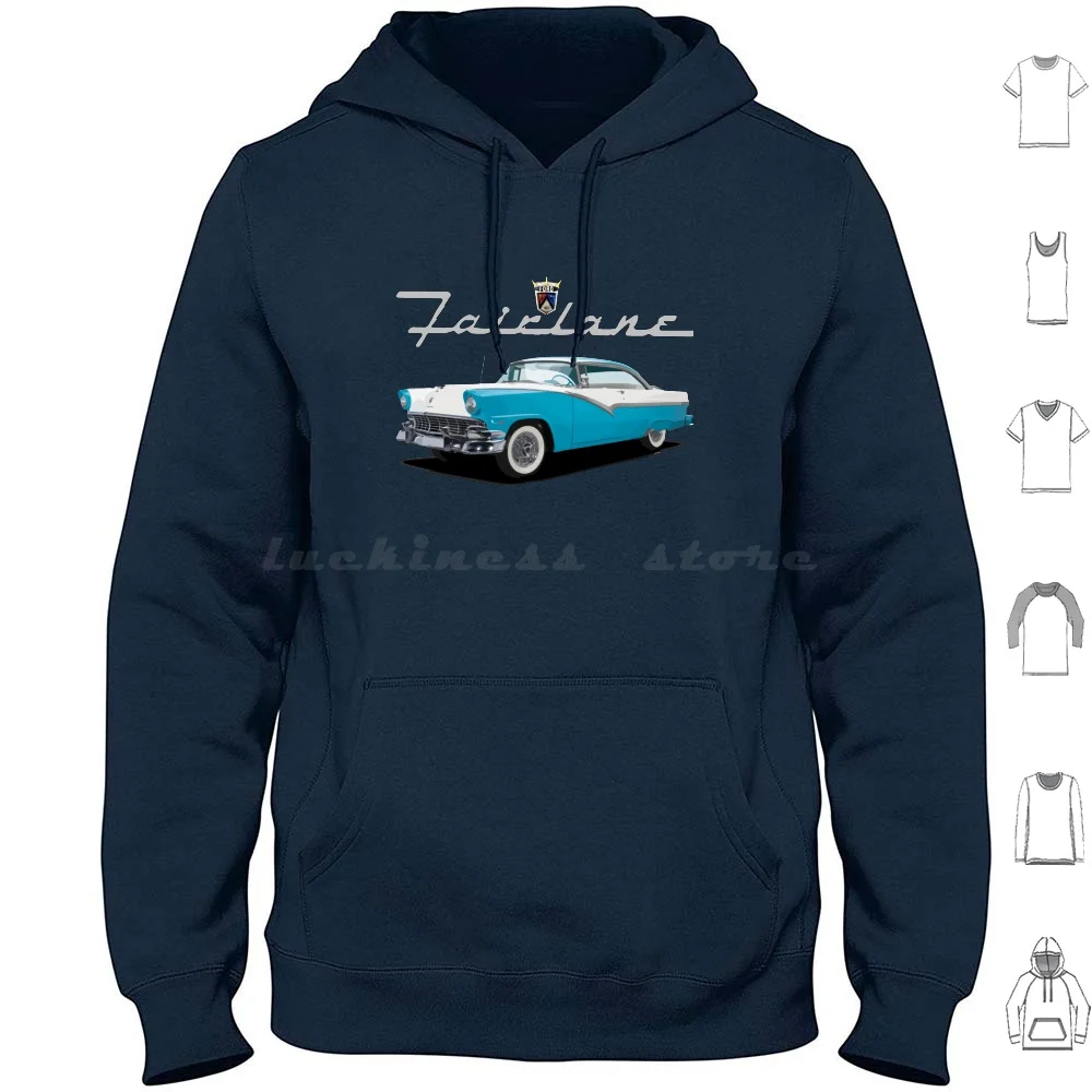 1956 Fairlane Hoodie Cotton Long Sleeve Fairlane 1955 Vintage 1955 Classic Car Retro Car Antique Car Fairlane 1955