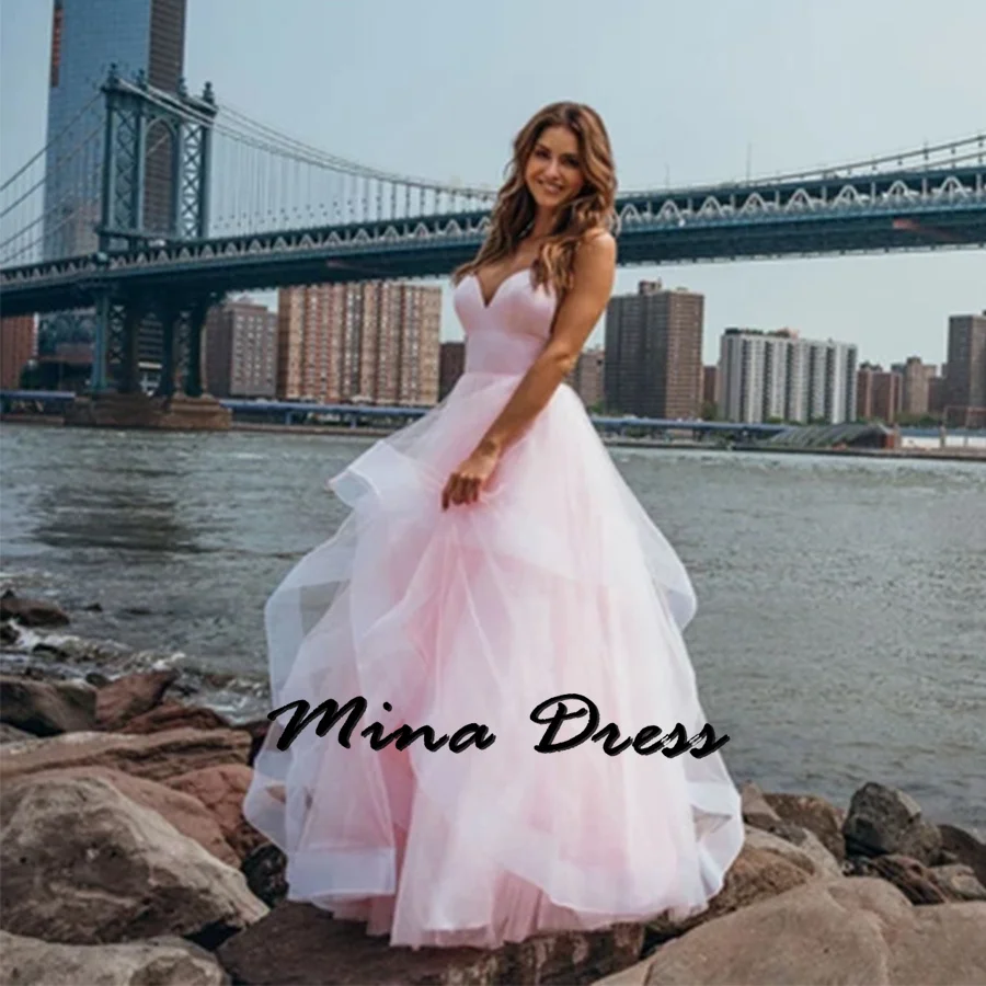 

Mina Customized Backless Wedding Party Dress Es Sleeveless Dresses Gala Dresses Woman 2024 for Party Stacked Spaghetti Straps