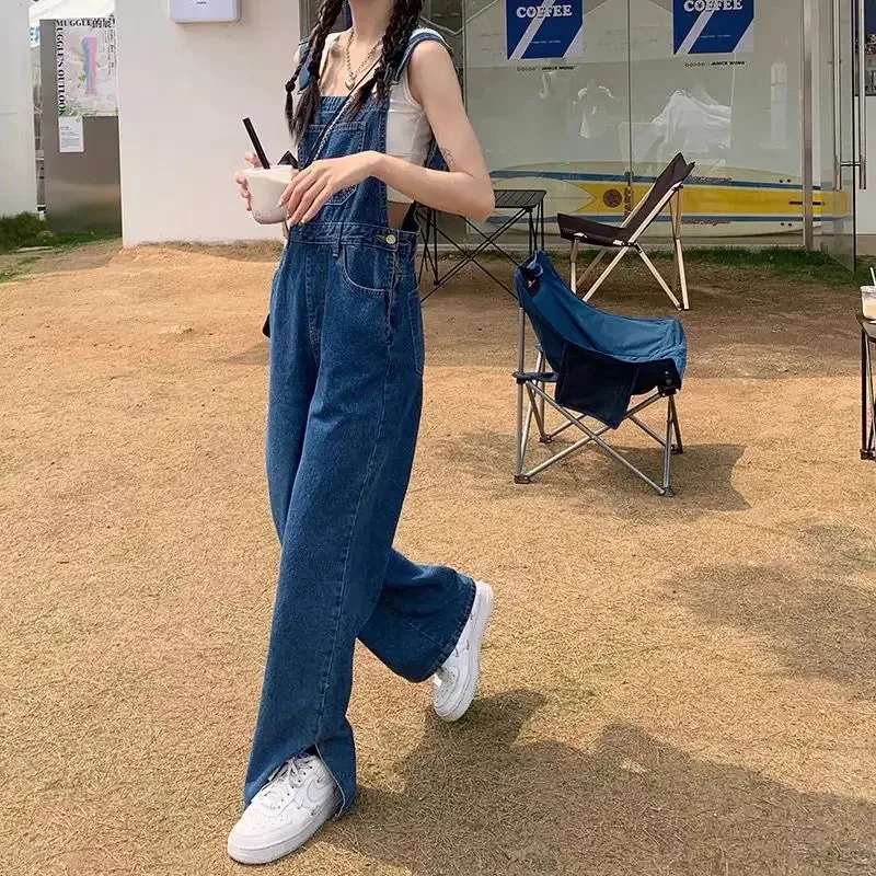 Jumpsuits Women Straight Denim Students Lovely Design Clothing All-match Holiday Side-slit Autumn Beach Harajuku Classy Popular