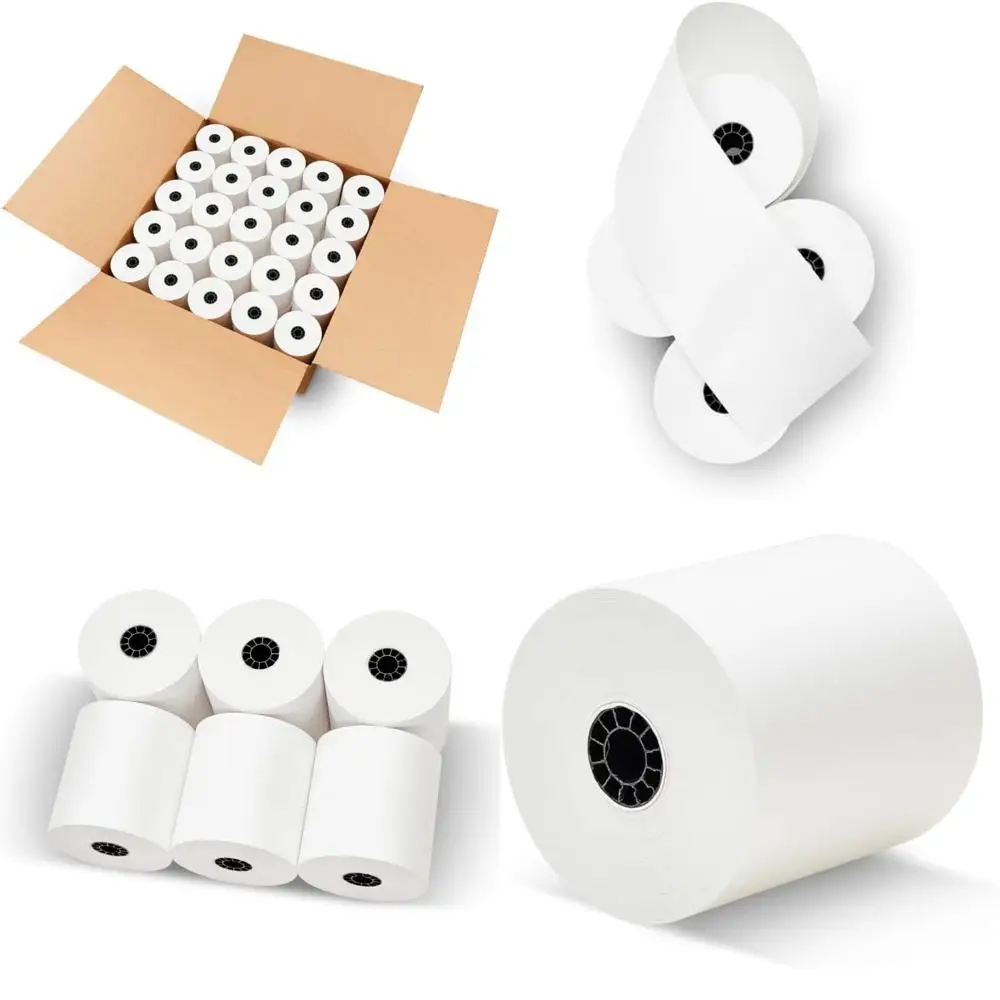 لفات ورق أحادية الطبقة بعرض 3 بوصة 165 قدم، 50 عبوة لطابعات المطبخ، 55 جرامًا للمتر المربع