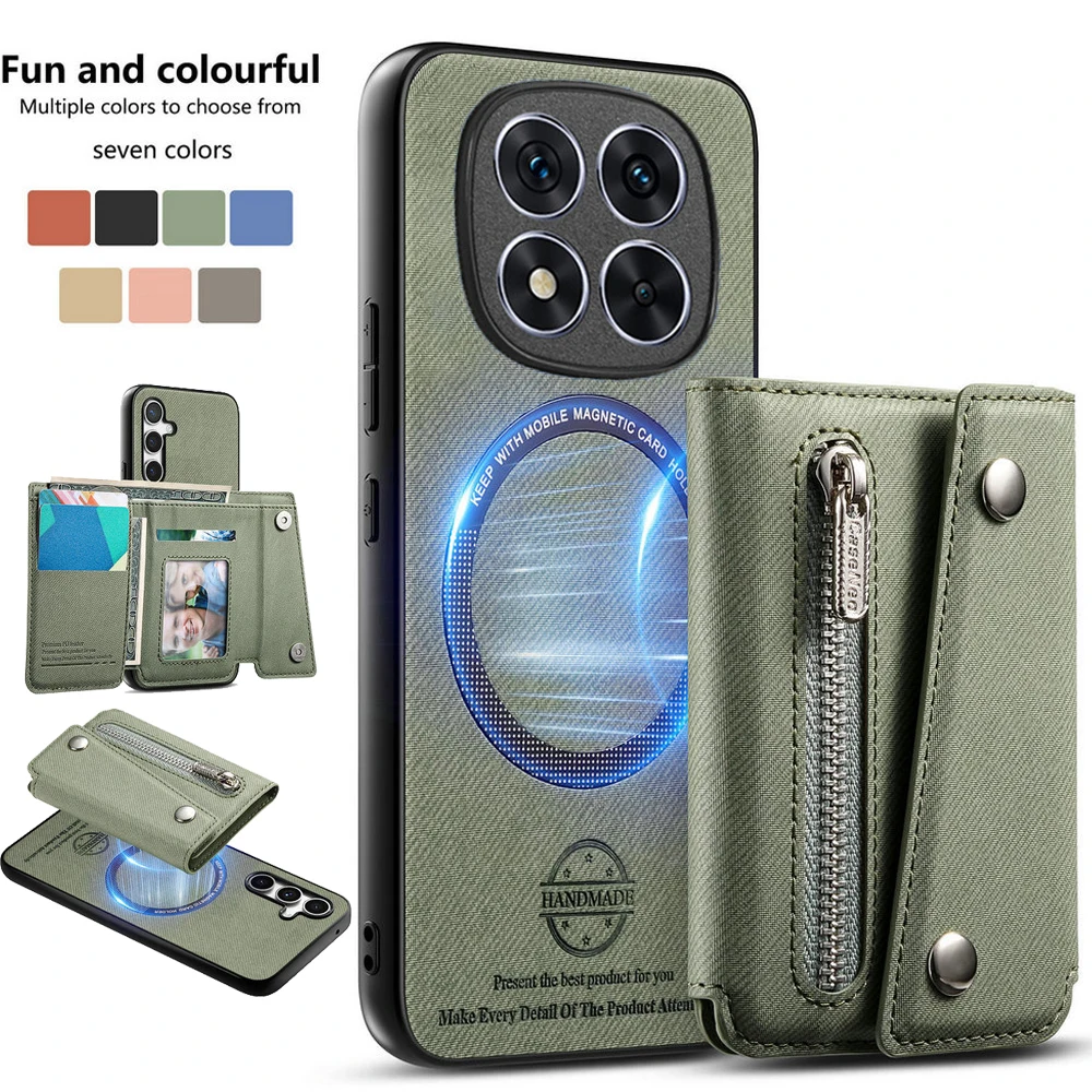 

For Xiaomi Redmi Note 15 Pro Plus 5G 2In1 Detachable Zipper Leather Wallet Case For Redmi Note 15 Pro Case Note15 Pro+ Cover