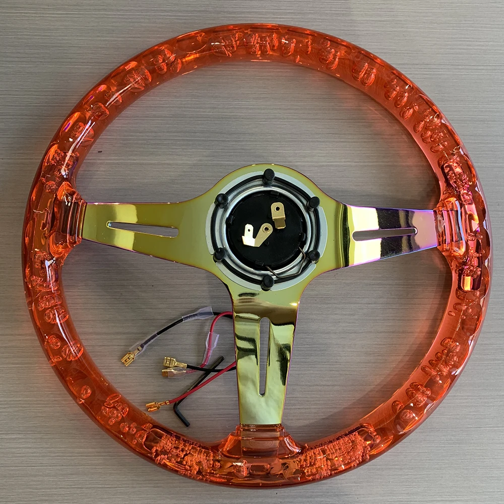 Universal Transparent Purple Steering Wheel Sport Acrylic 350mm Racing Sports Steering Wheel