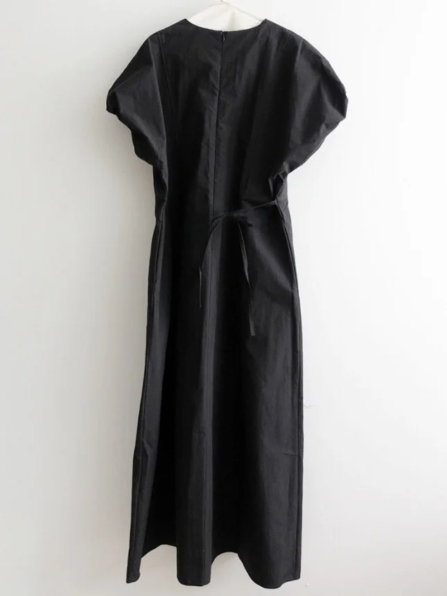 Ele Simple Belted Bubble Sve Dr Gonna a trapezio leggera estiva a vita alta da donna Sle Commute ort Sve round...