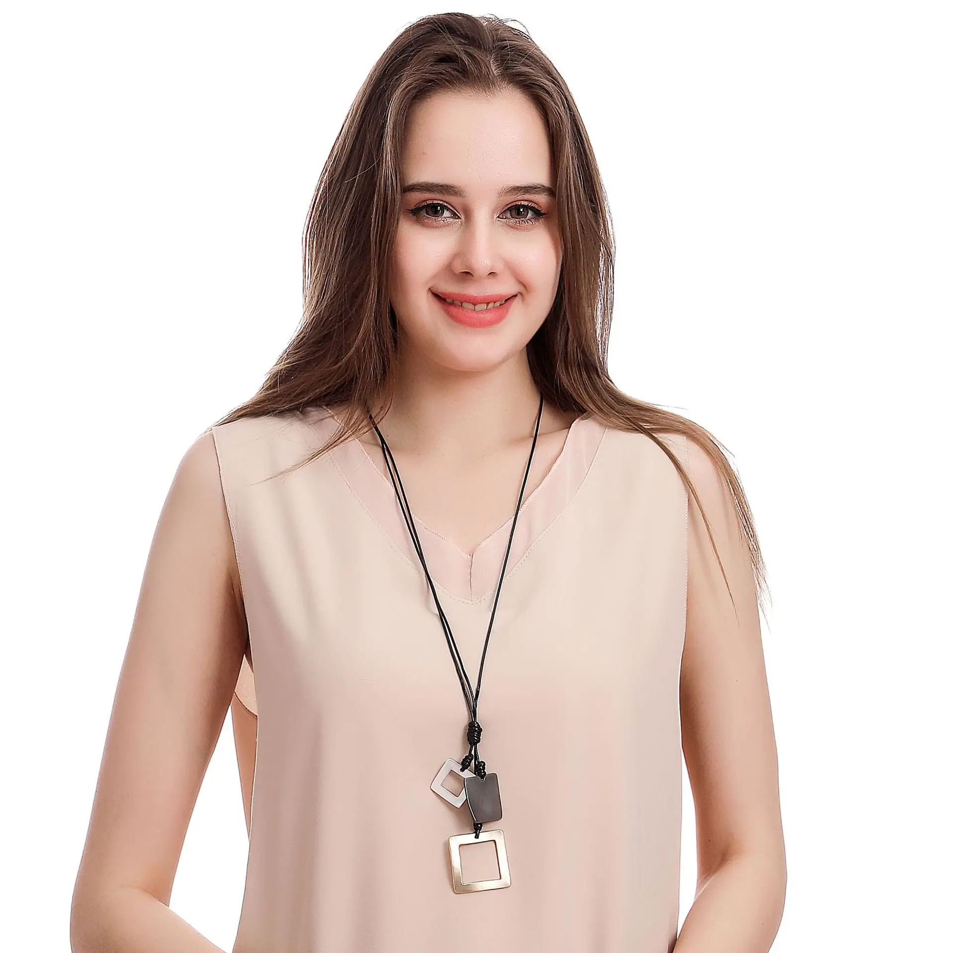 DIY accessories popular hot-selling necklaces, European and American fashion long chains, geometric multi-level women's allo