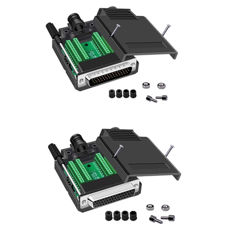 HDB44 Solder Free Plug Connection Industrial 3 Row D-SUB 44pin Male Female P Pin Hole Plug DB44 Breakout Clamps Platinum Adapter