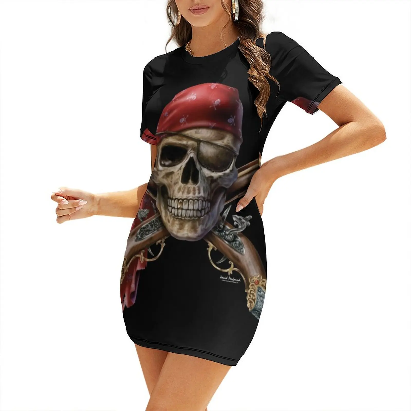 

Skull Muskets Short-Sleeved Dress Evening gown dress women elegant luxury dress summer for women 2025