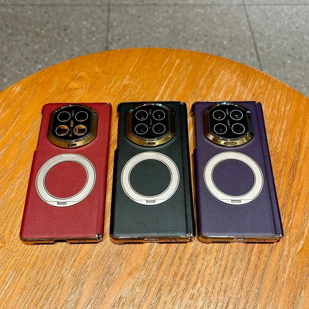 Pu Leather For HuaWei Mate X3 X5 X6 X7 XT Phone Case Magnetic Wireless Charger Metal Rotating Bracket Protection Back Cover view 2